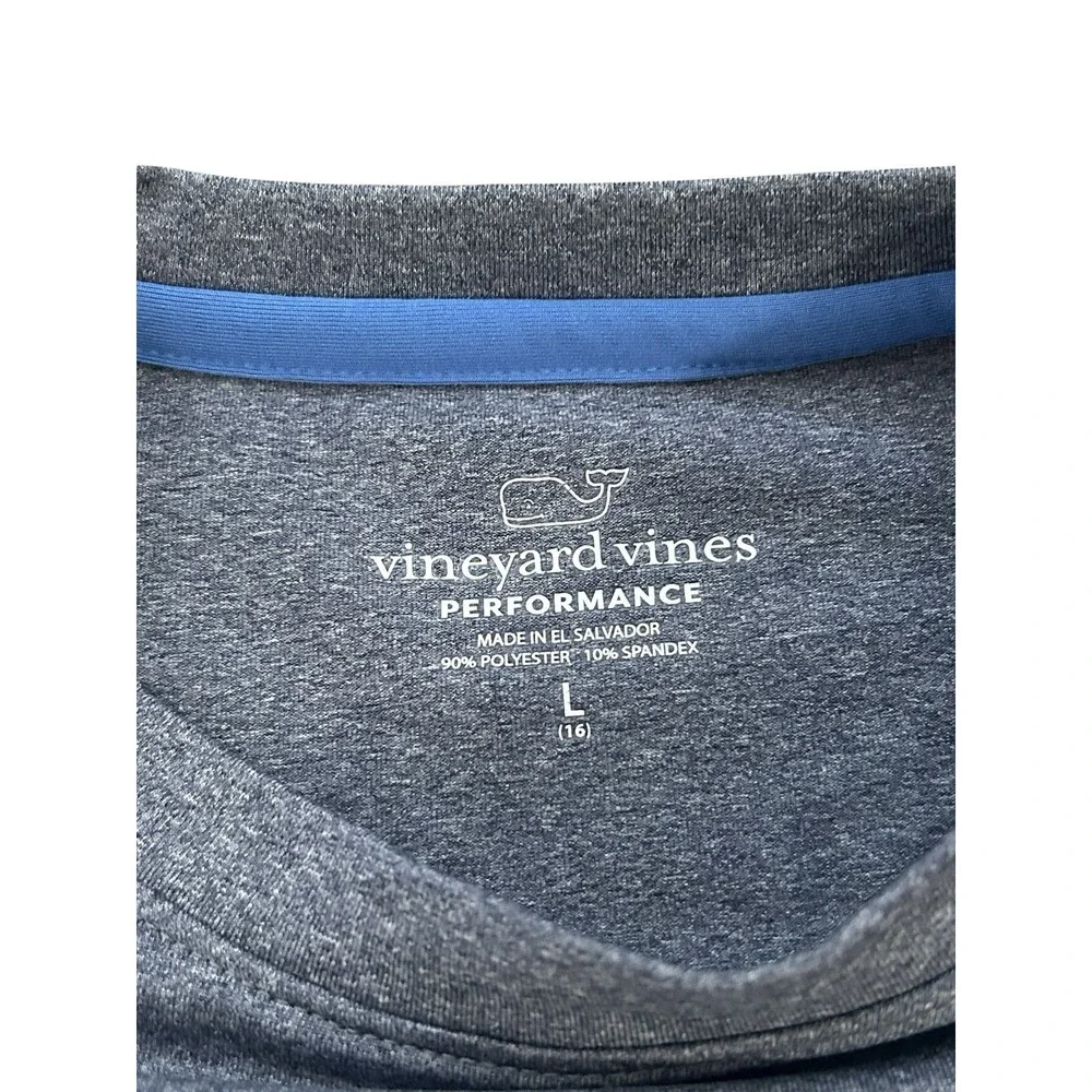 Vineyard Vines Whale Harbor Performance Tee‎ Boys Large Long Sleeve Gray Size 16